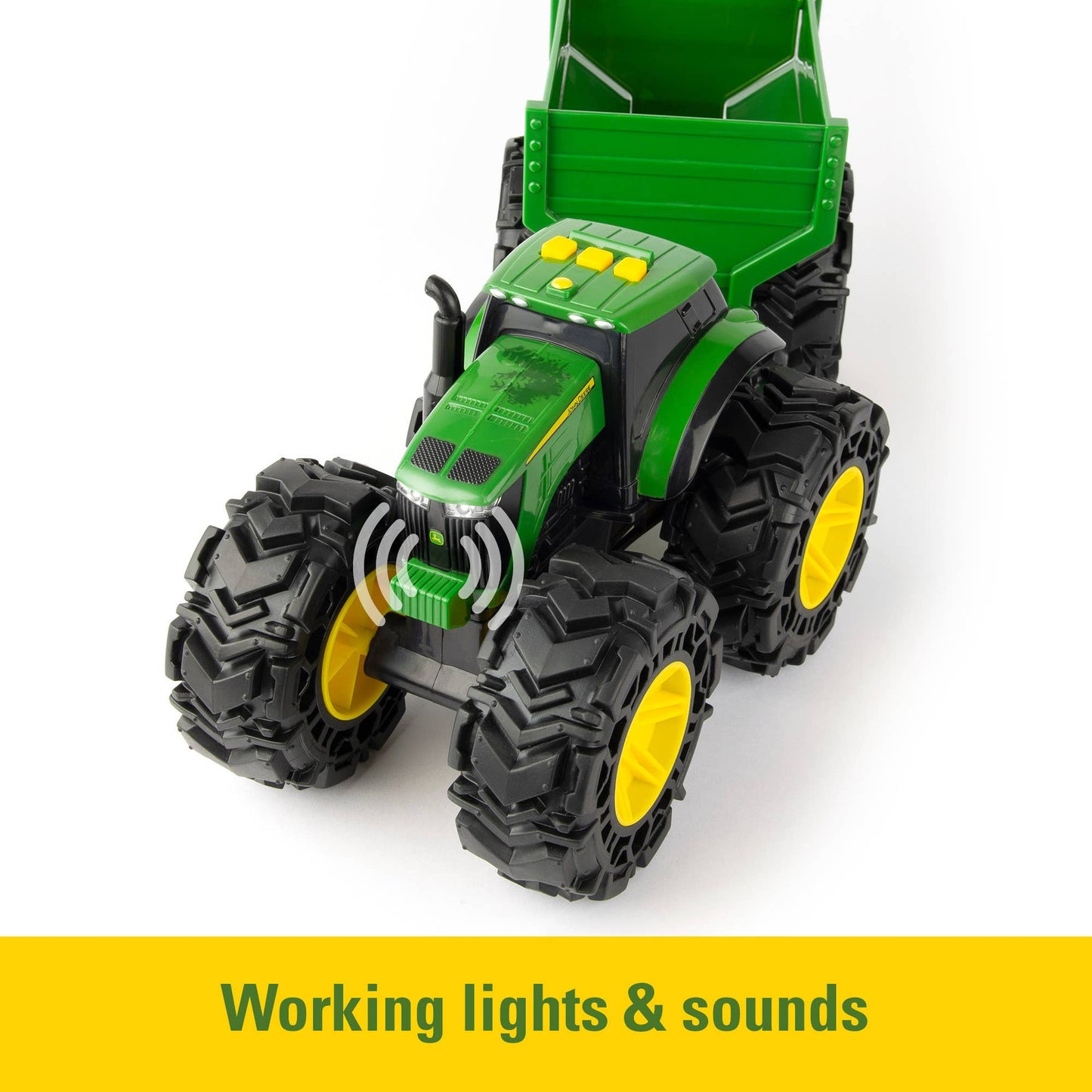 TOMY John Deere Monster Treads Tractor Toy with Wagon