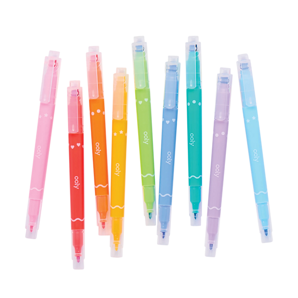 Confetti Stamp Double-Ended Markers - Set of 9