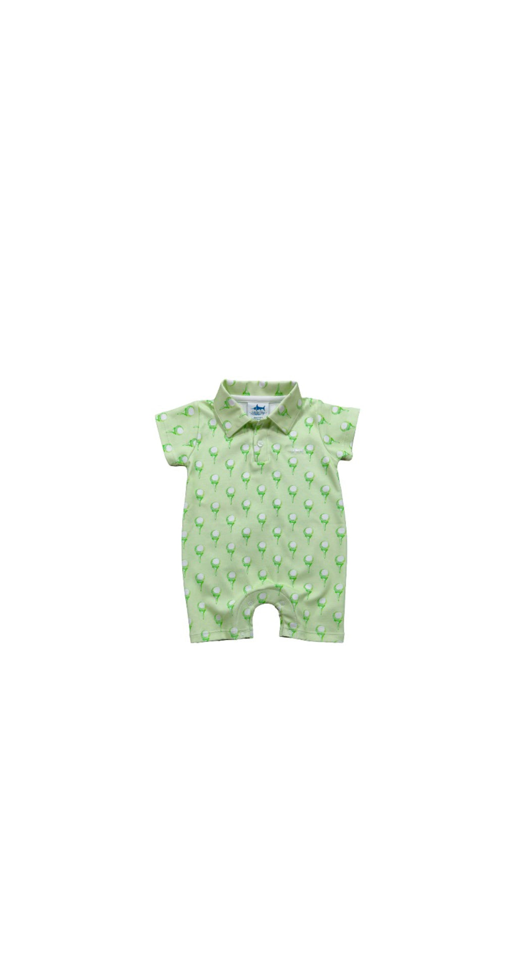 SBC Signature Pima Polo Romper, Green Golf Print