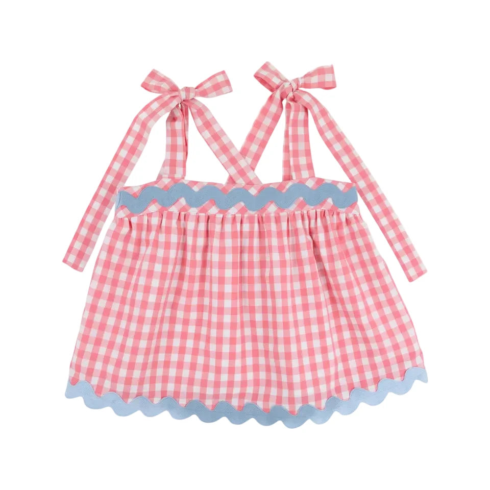 Tyler Tie Top Parrot Cay Coral Check/Beale Street Blue