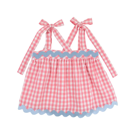 Tyler Tie Top Parrot Cay Coral Check/Beale Street Blue