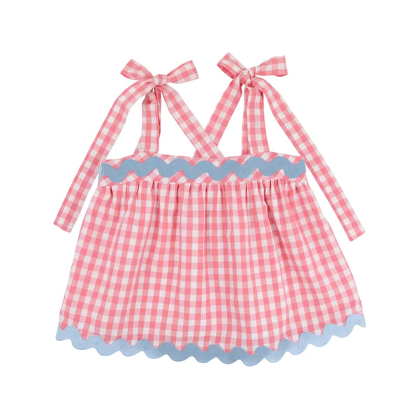 Tyler Tie Top Parrot Cay Coral Check/Beale Street Blue