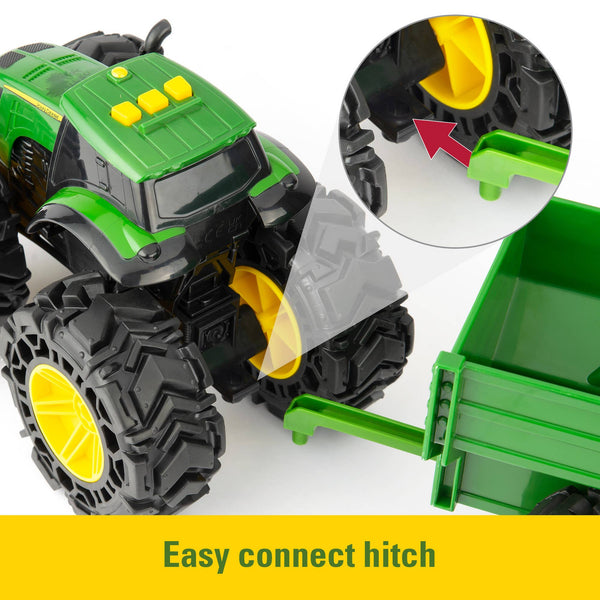 TOMY John Deere Monster Treads Tractor Toy with Wagon