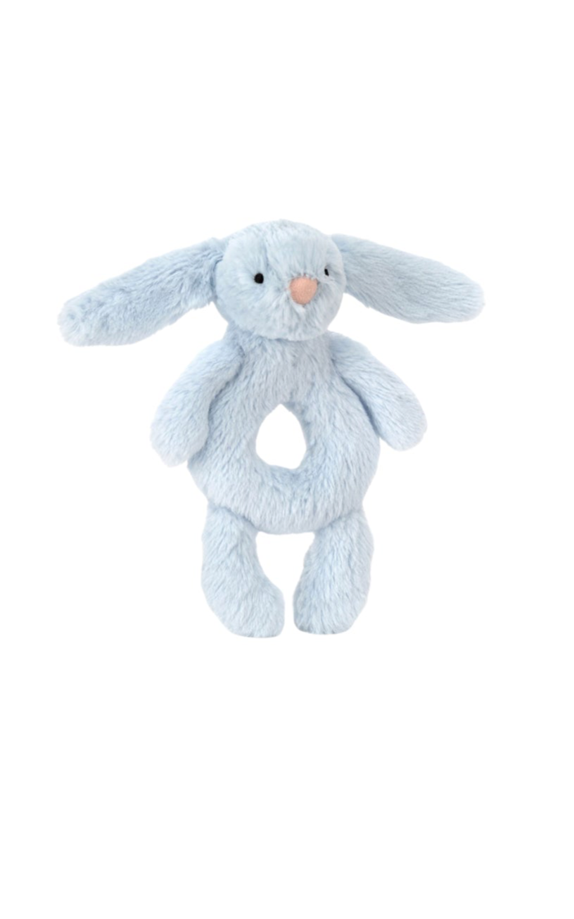 Blue Bashful Bunny Ring Rattle