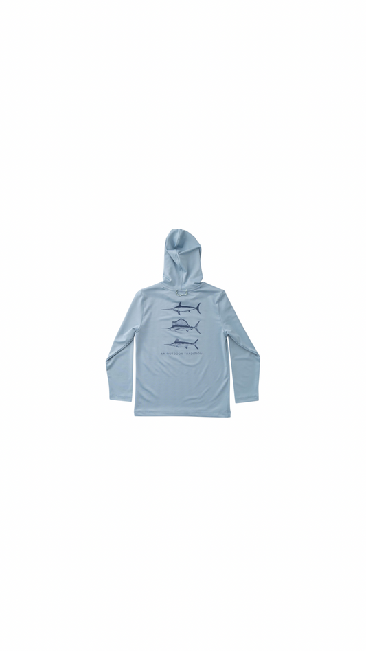 Kid's Pro Performance Hoodie T-Shirt Ashely Blue