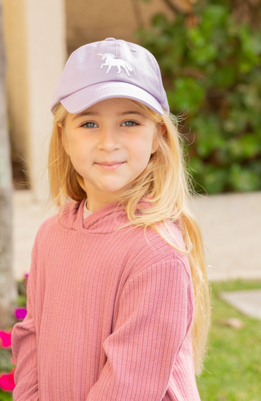 Rainbow Unicorn Bow Baseball Hat - Youth (2-8)