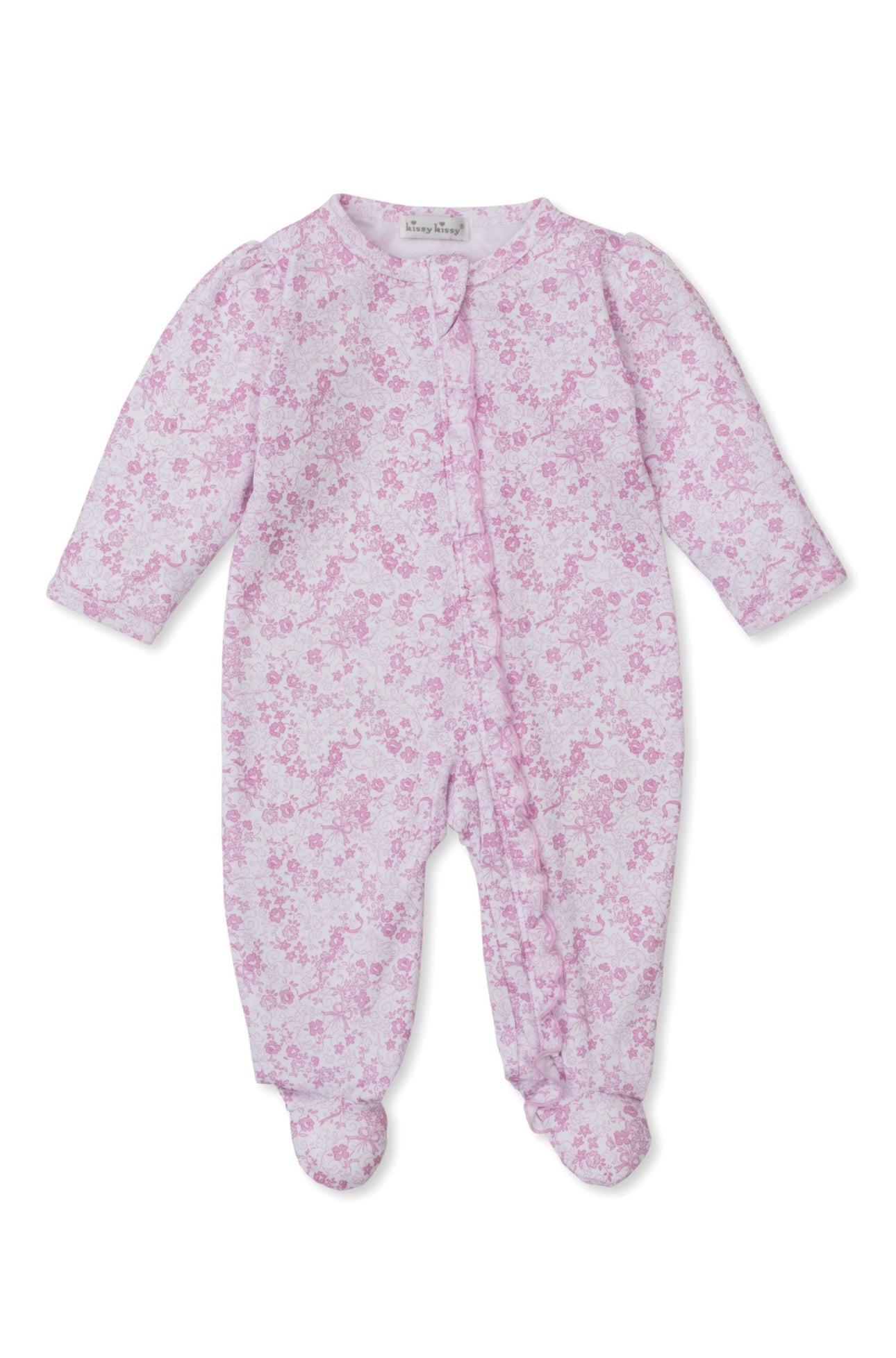 Pink Old English Roses Footie w/ Zip