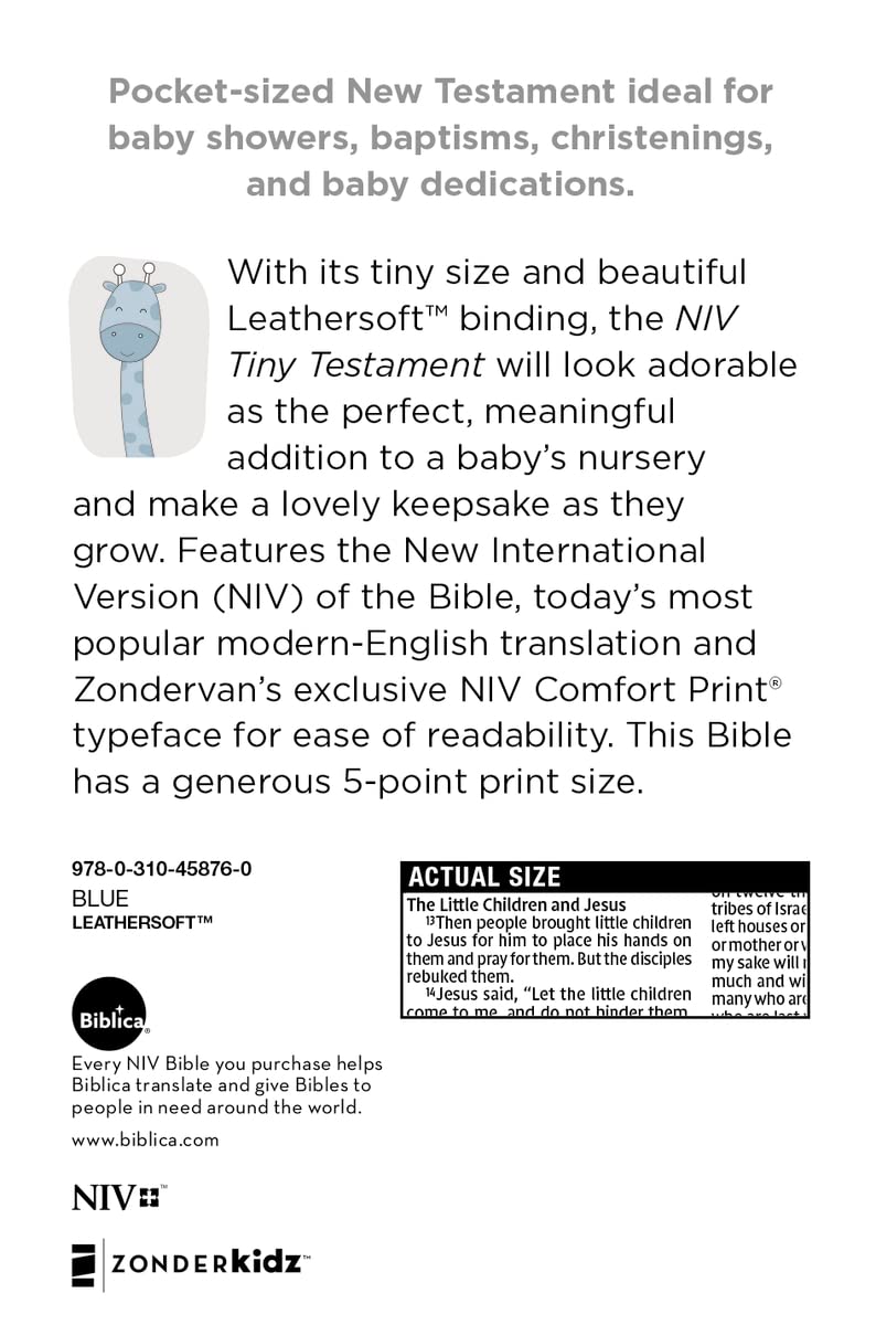 NIV Tiny Testament Bible, New Testament, Comfort Print--soft leather-look, blue