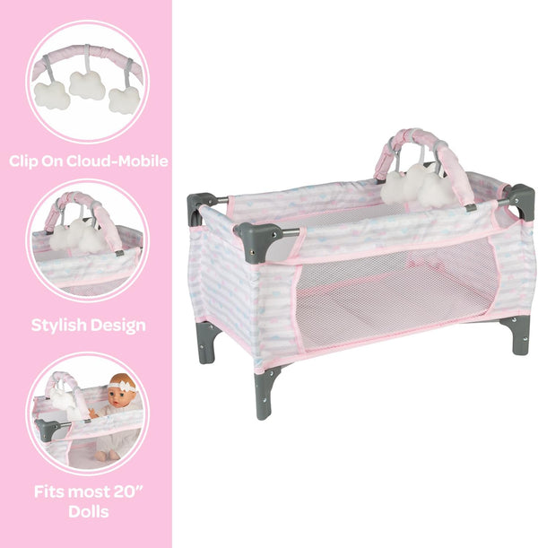 Adora Deluxe Baby Doll Pack-N-Play & Changing Table Set - Pastel Pink Hearts
