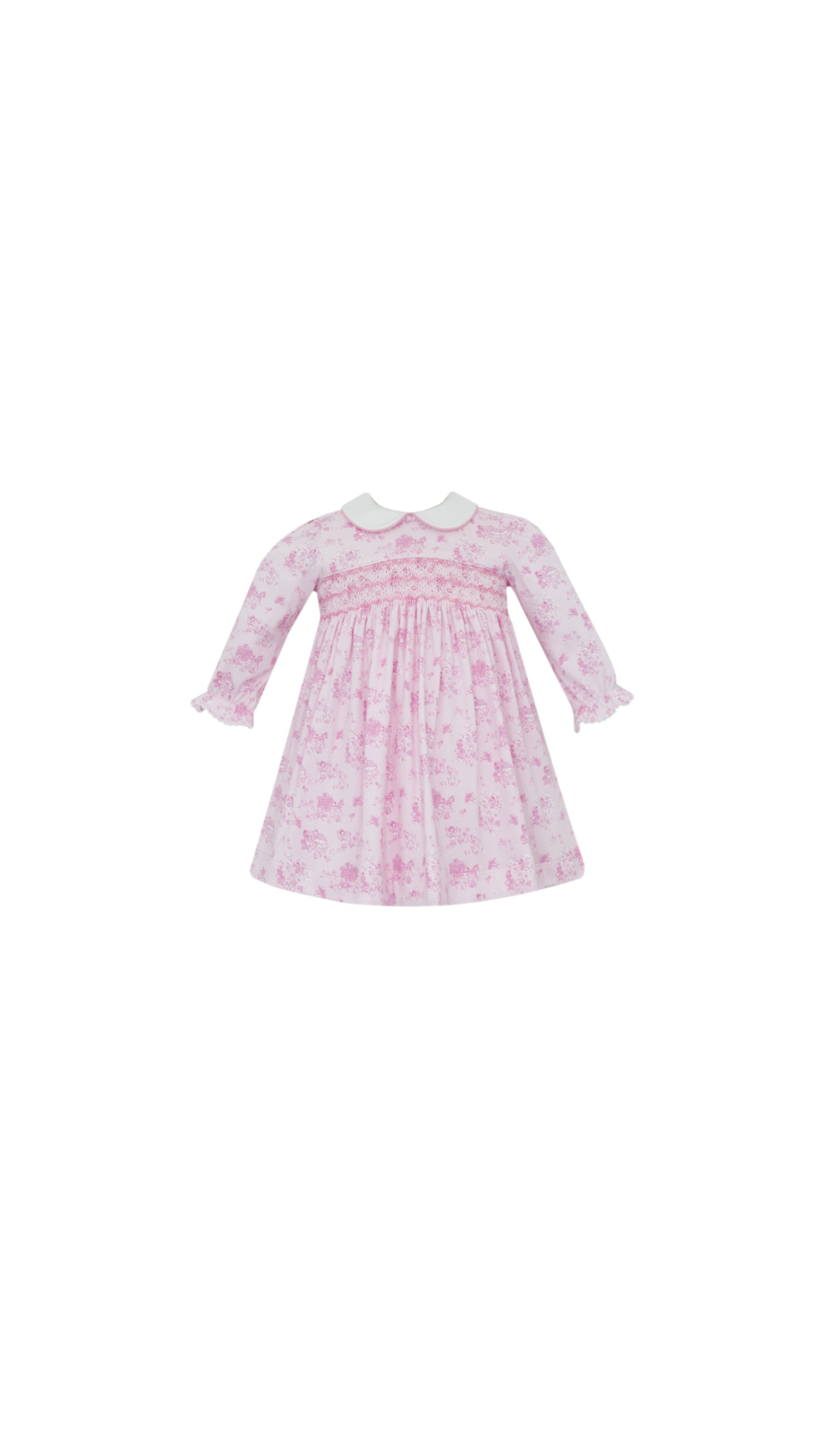 French Toille Pink French Print Dress Knit Long Sleeve