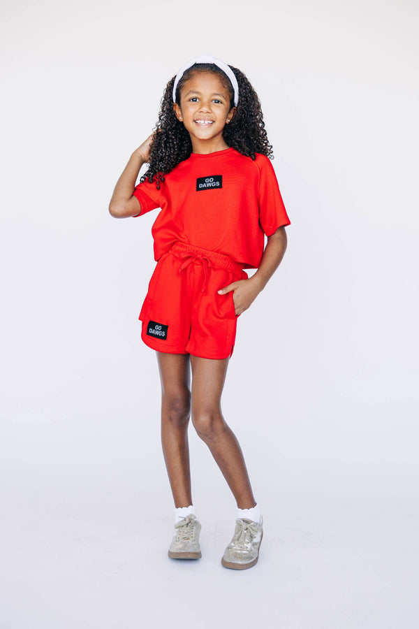 The Kristen Airy Shorts Go Dawgs Woven Label | Youth Bright Red