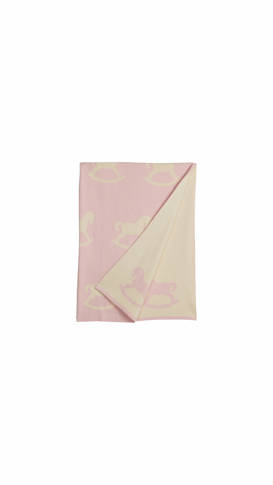 Nursery Blanket Pink Rocking Horse