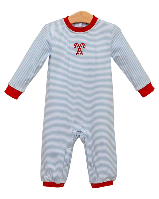 Candy Cane Embroidery Romper