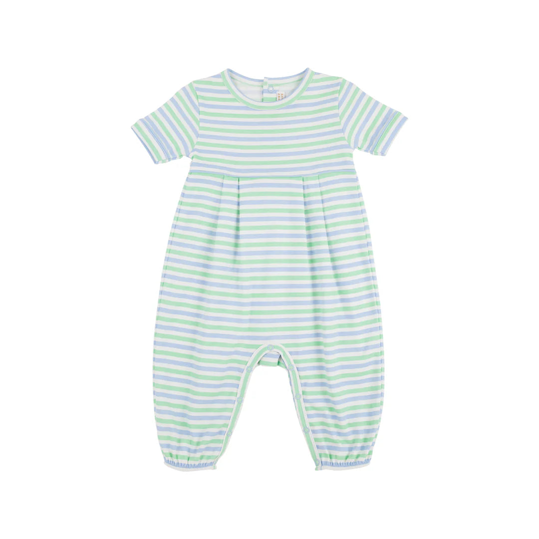 Short Sleeve Bradford Romper Kennedy Cruise Stripe with Beale Street Blue