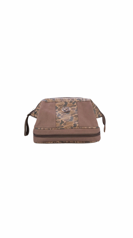 Lab Brown Waxed Canvas Old School Camo Toiletry Dopp Bag