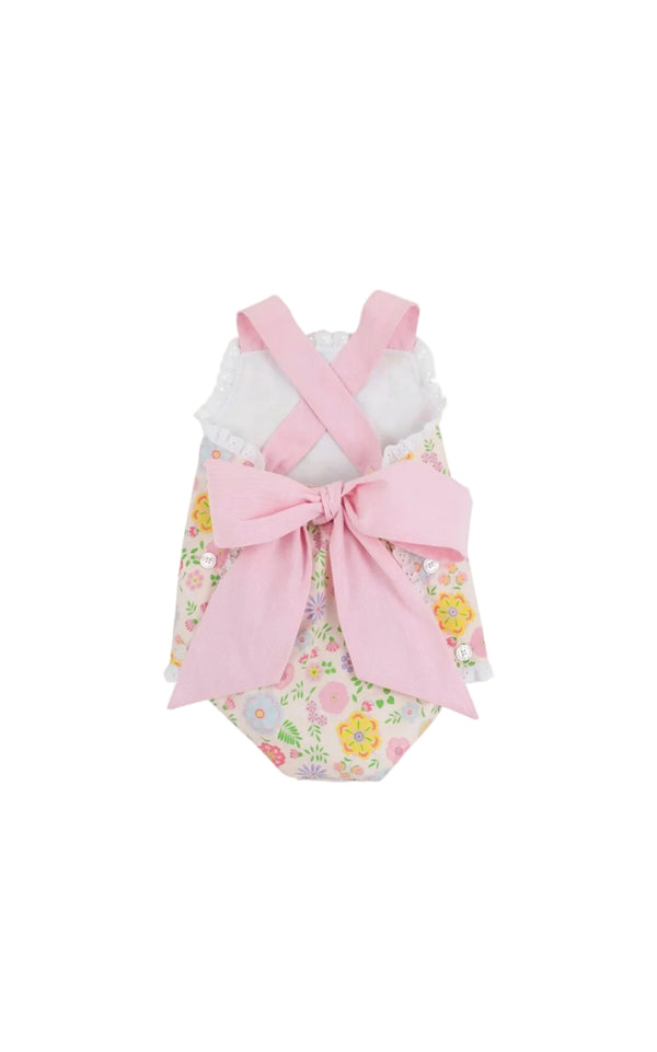 Sisi Sunsuit - Broadcloth Boca Grande Begonia/Hamptons Hot Pink Pique Stripe