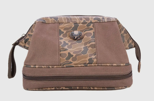 Buck Waxed Canvas Old School Camo Toiletry Dopp Bag