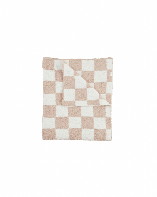 Taupe Check Chenille Blanket