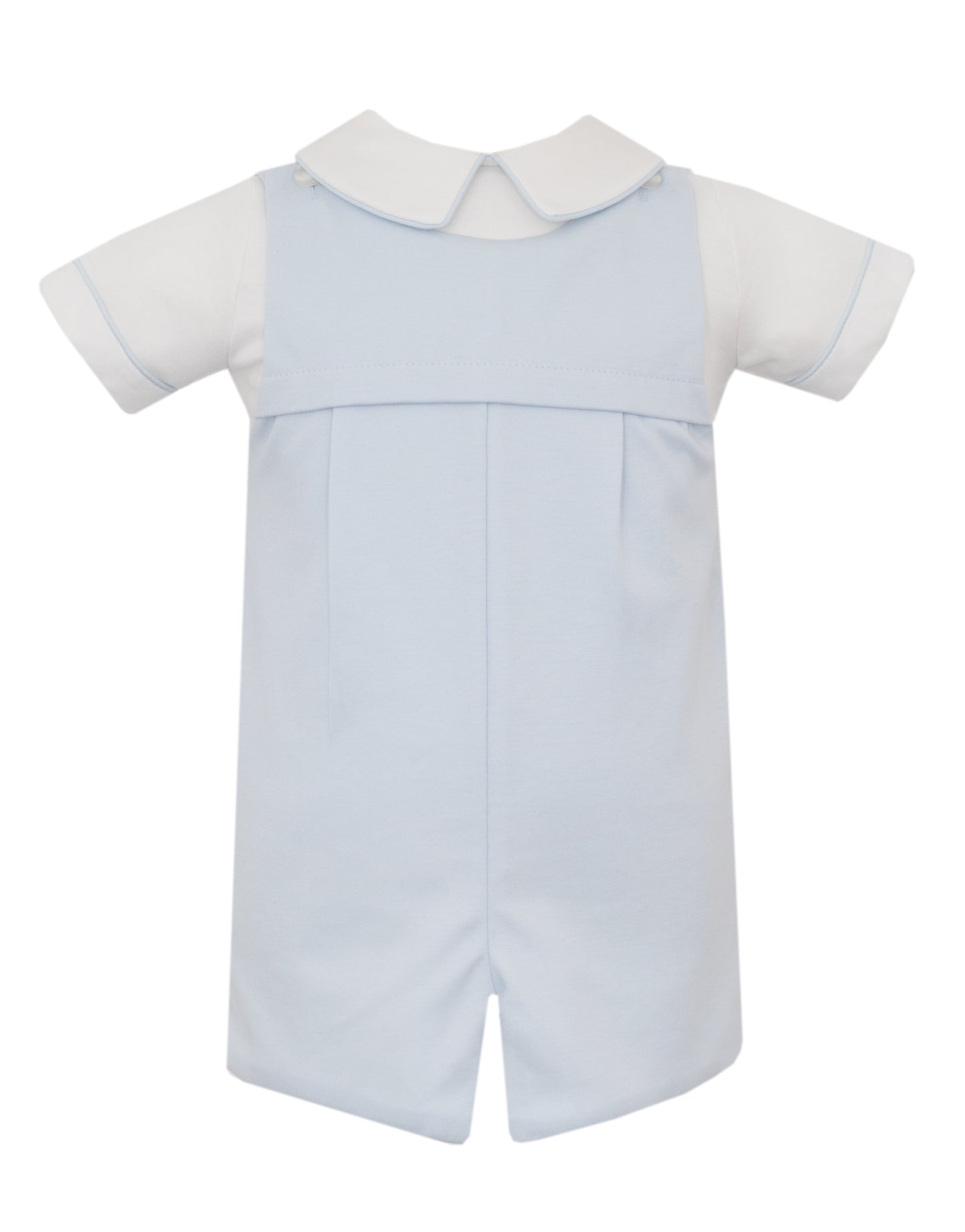 Light Blue Knit Boy Jon Jon Set with White Knit Shirt