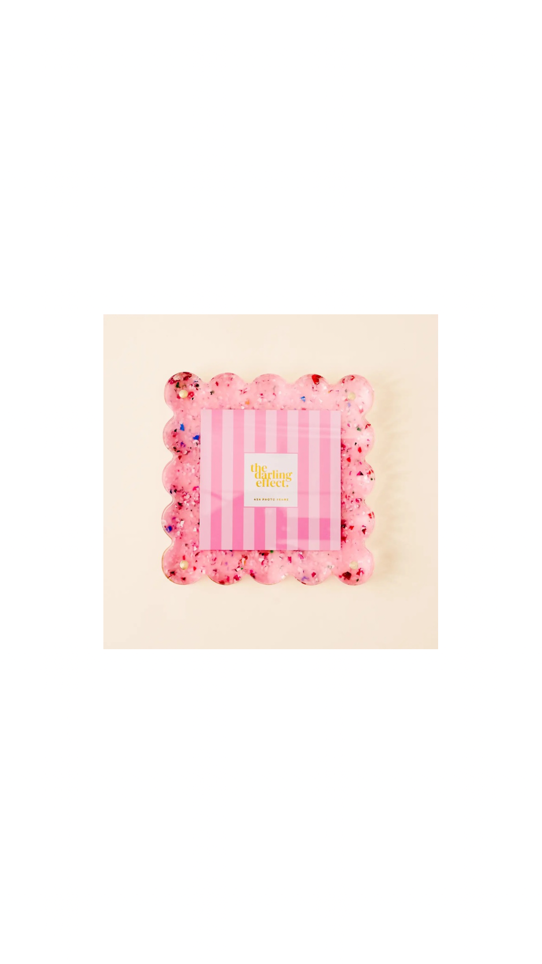 Square Scalloped Acrylic Frame-Confetti Pink