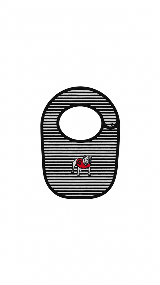 Georgia Bulldogs Striped Newborn Bib Black Standing Bulldog