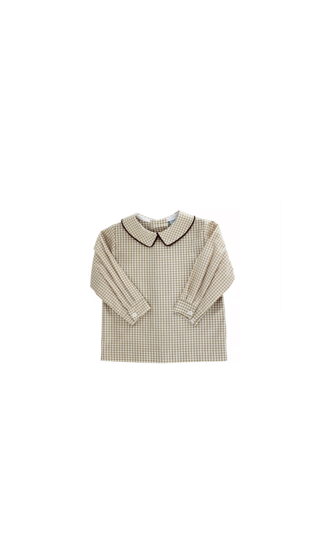 Khaki Check, Boys Piped Shirt