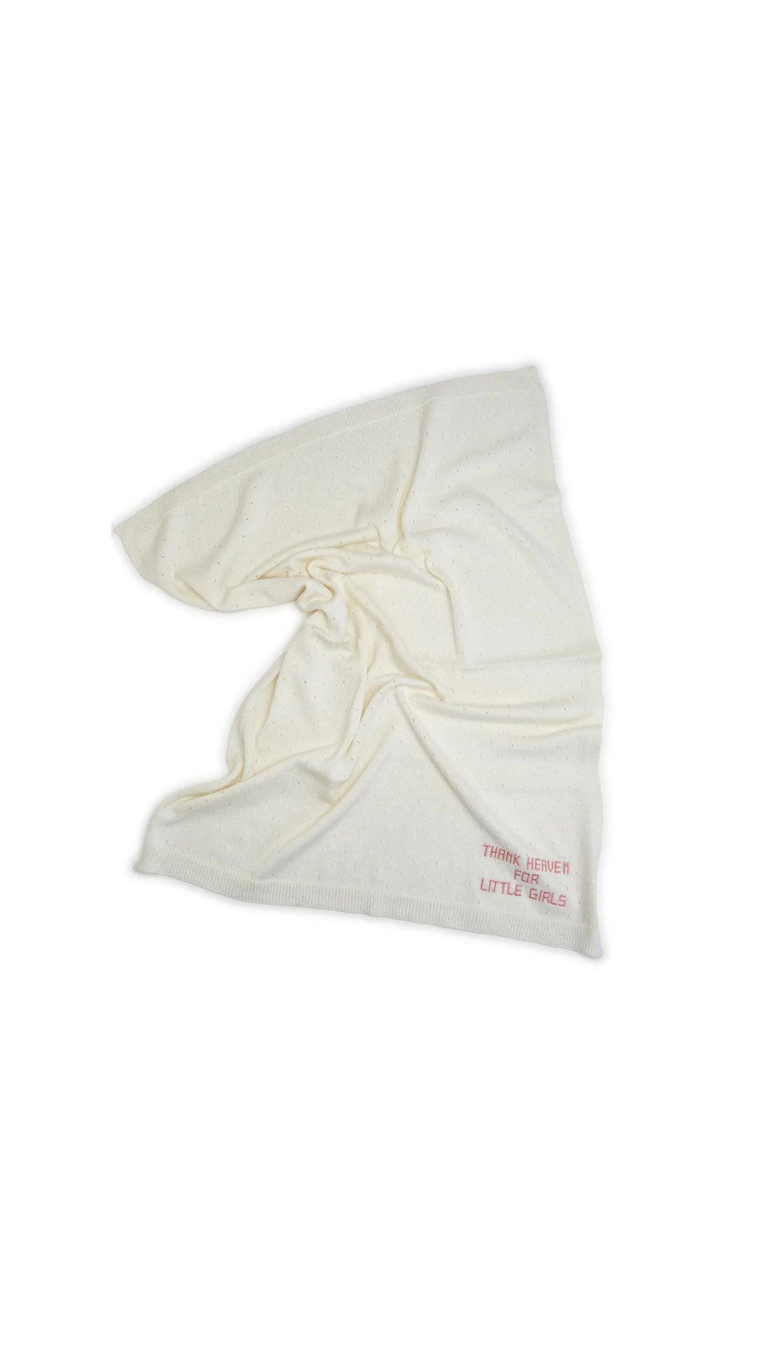 Thank Heaven for Little Girls Embroidered Knit Cotton Blanket Pink