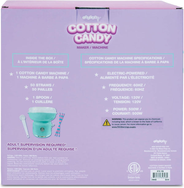 Cotton Candy Maker W/50 Printed Straws