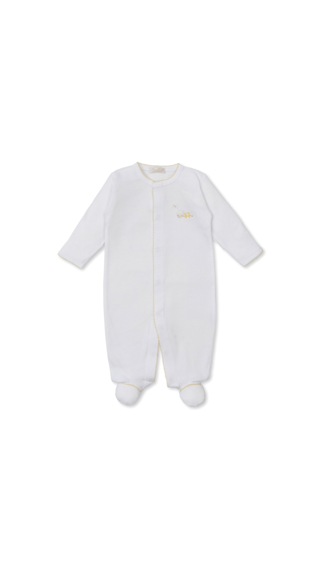 Premier Baby Duckling Footie w/ Hand Emb White/Yellow