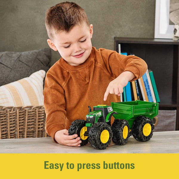 TOMY John Deere Monster Treads Tractor Toy with Wagon