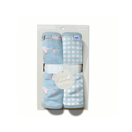 Baby Boy - Blue Storks/Gingham Burp Cloth Set