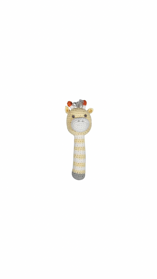 Giraffe Crochet Stick Rattle - 6"