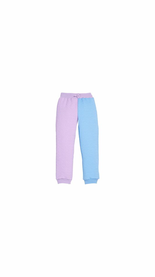 Color Block Jogger - Lavender & Blue Quilted Trellis