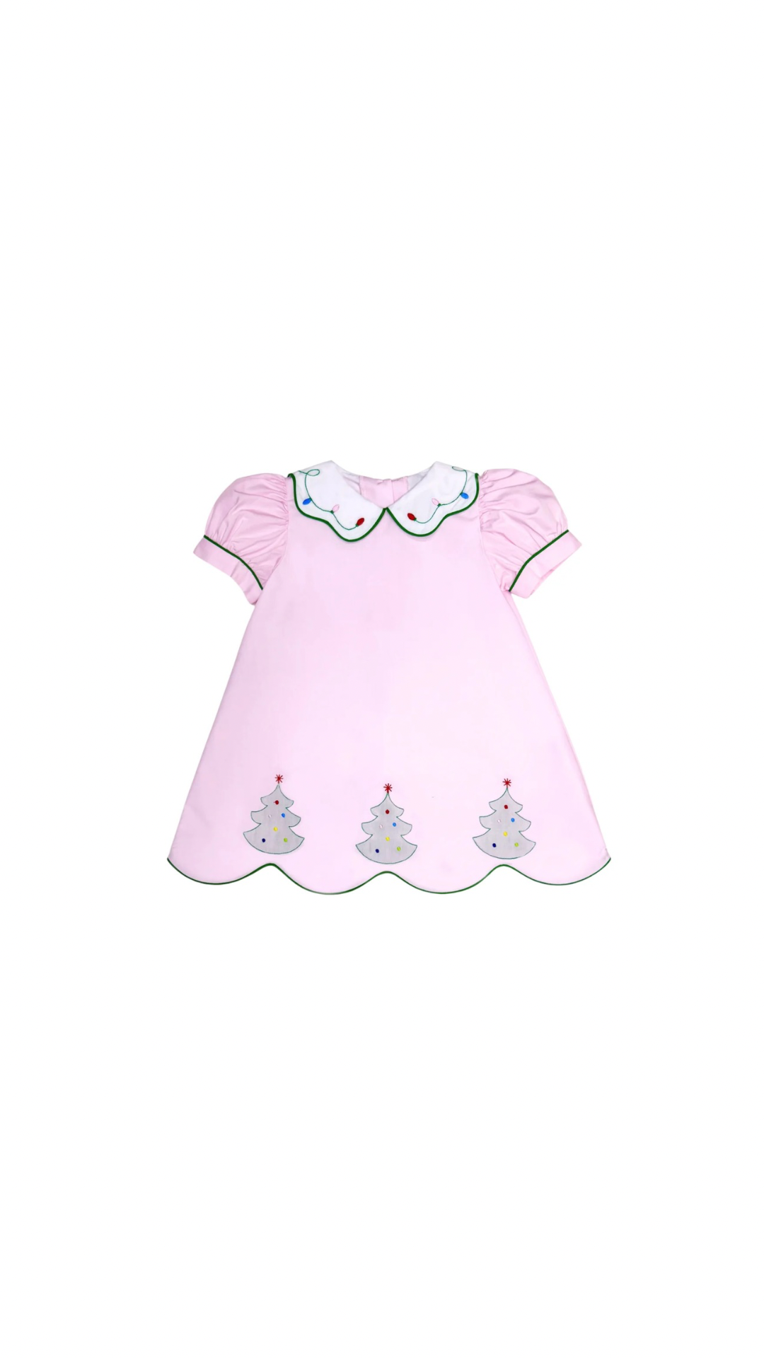 Shadow Christmas Tree Kendall Dress Pink Broadcloth