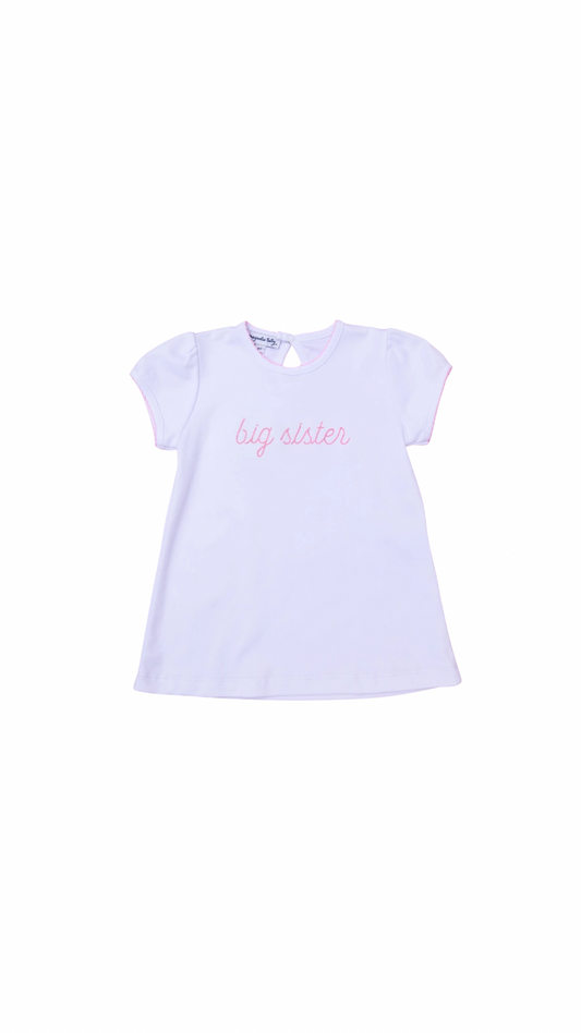 Big Sister Embroidered T-Shirt Pink