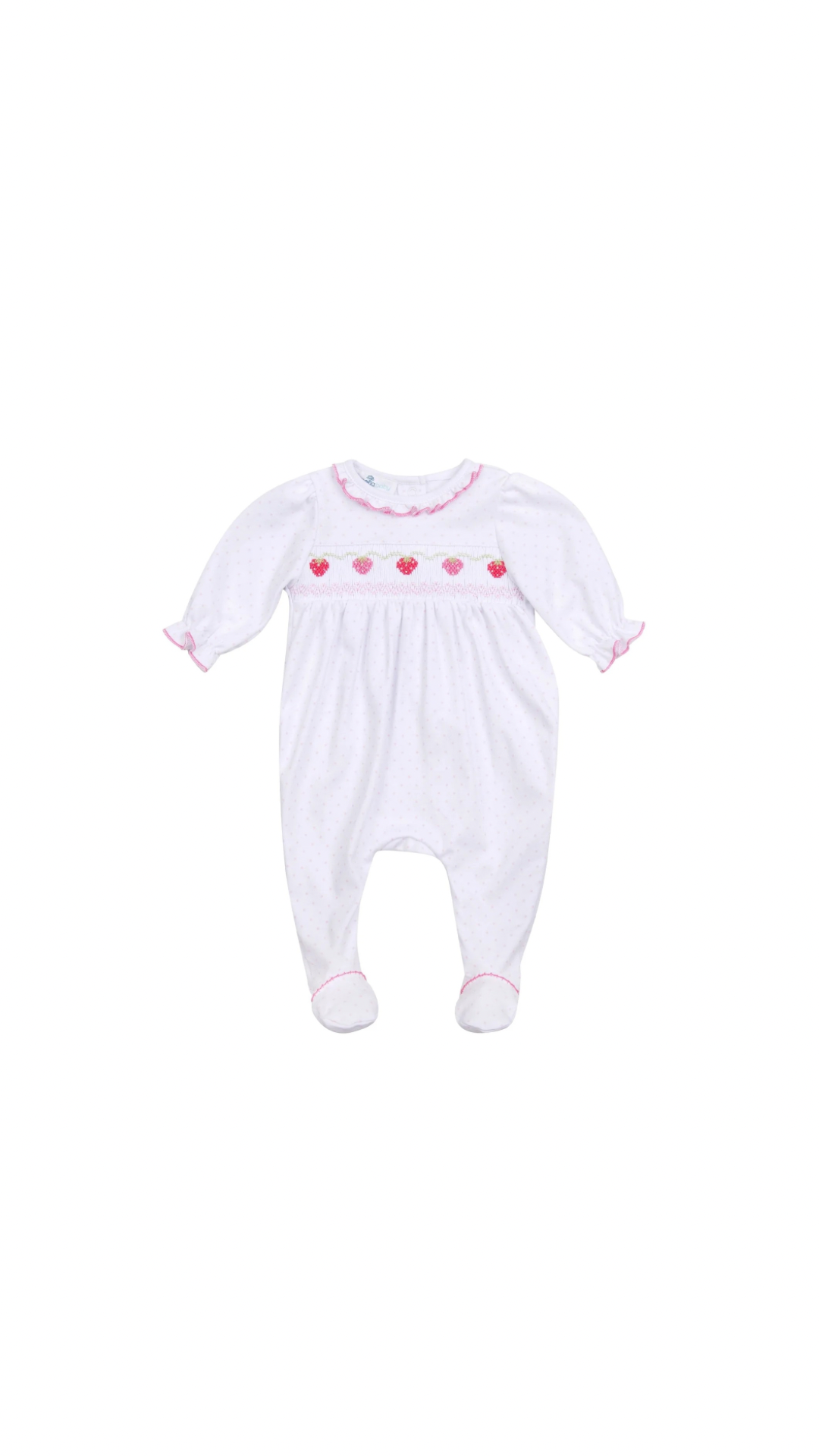 Strawberry Patch Smocked Footie Pink