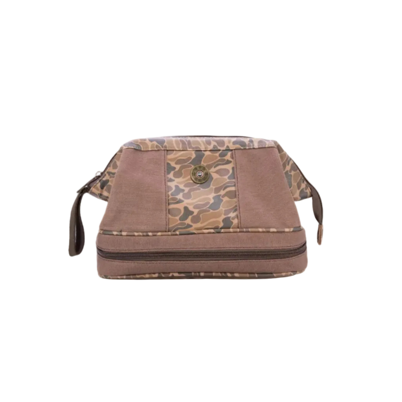 Shot Shell Brown Waxed Canvas Old School Camo Men's Toiletry Dopp Bag