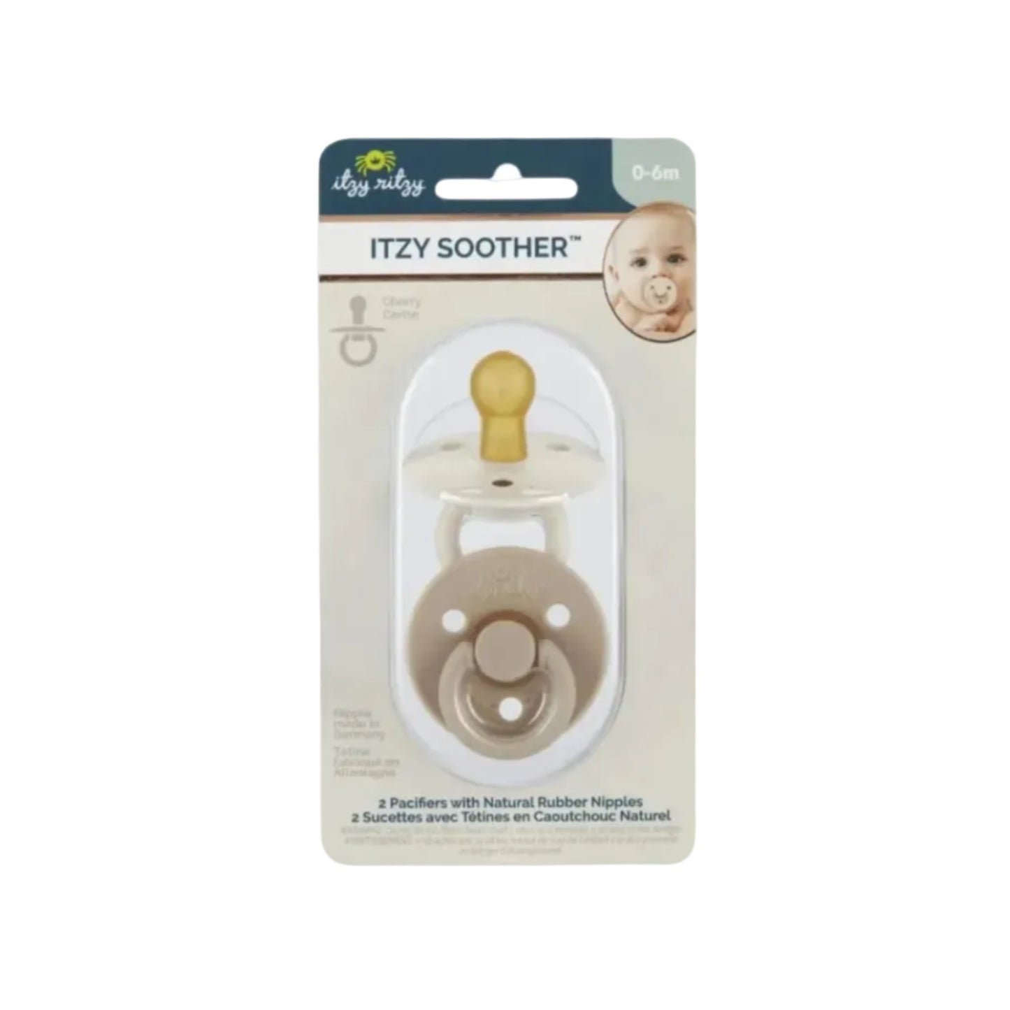 Itzy Soother™ Natural Rubber Paci Sets Coconut + Toast 0-6m