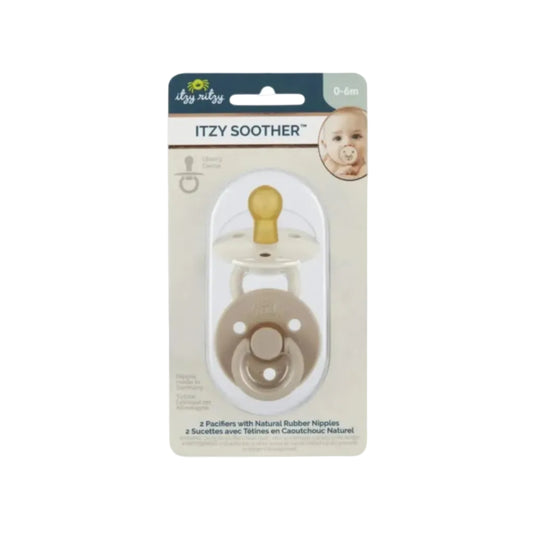 Itzy Soother™ Natural Rubber Paci Sets Coconut + Toast 0-6m