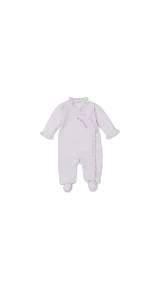 Pink Stripe CLB Fall Medley - Footie with Hand Emb