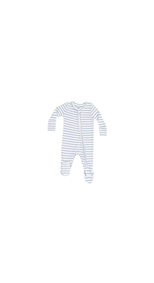 French Stripe Dusty 2 Way Zipper Footie