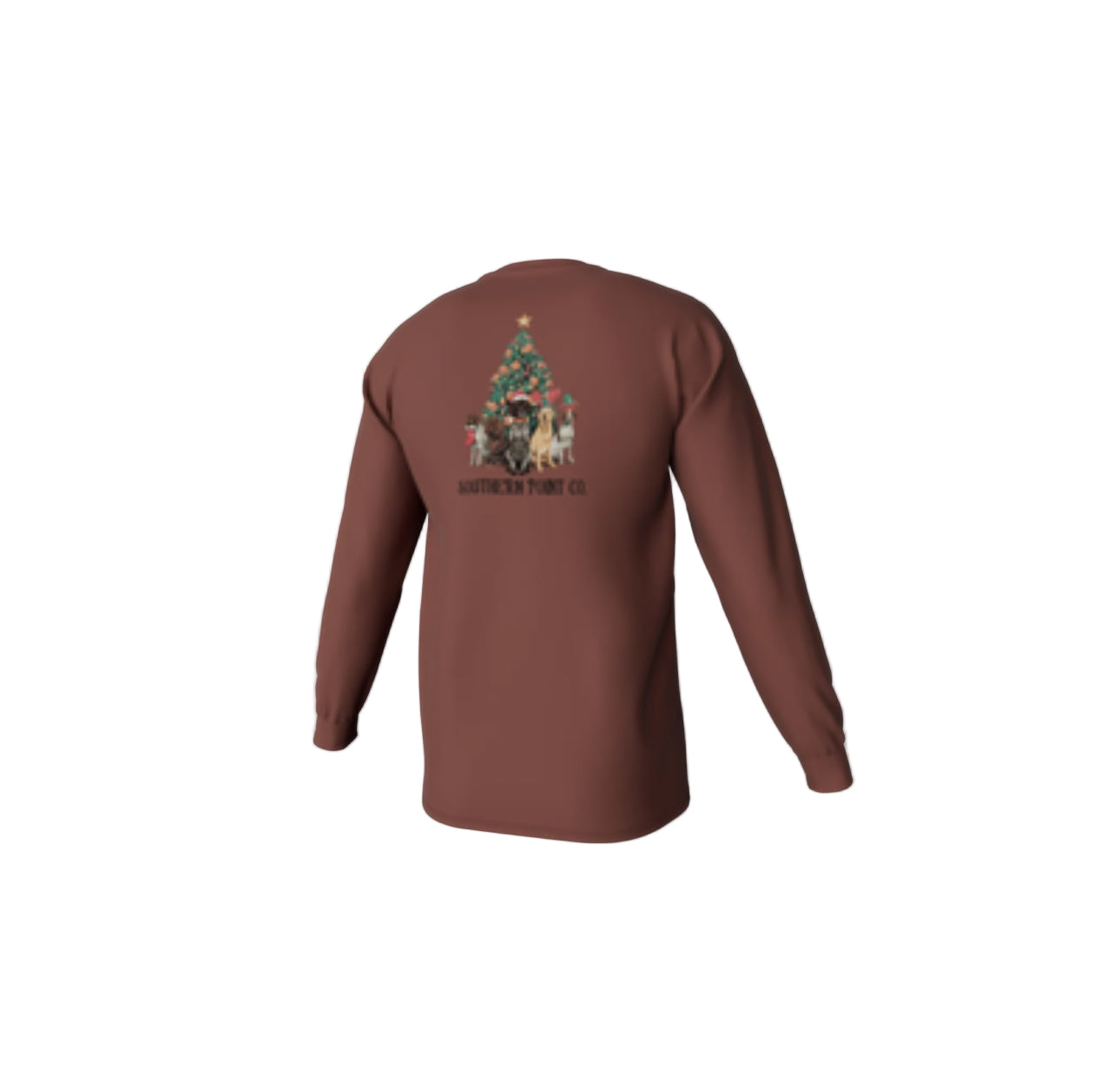 Youth Gun Dog Christmas Long Sleeve Pocket Tee - Chili Oil