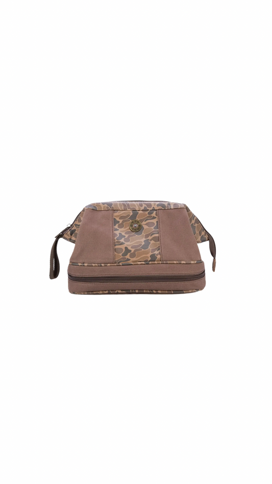 Shot Shell Brown Waxed Canvas Old School Camo Toiletry Bag