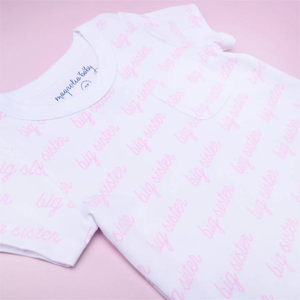 Big Sister Printed Short Sleeve Nightdress Pink
