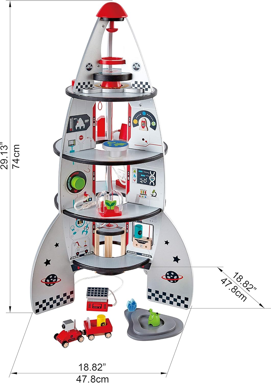 Four-Stage 20 Piece Durable Wooden Rocket And Spaceship