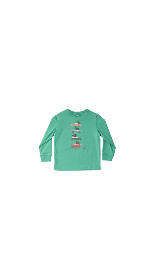 Kid's Long Sleeve Cotton T-Shirt Green Spruce