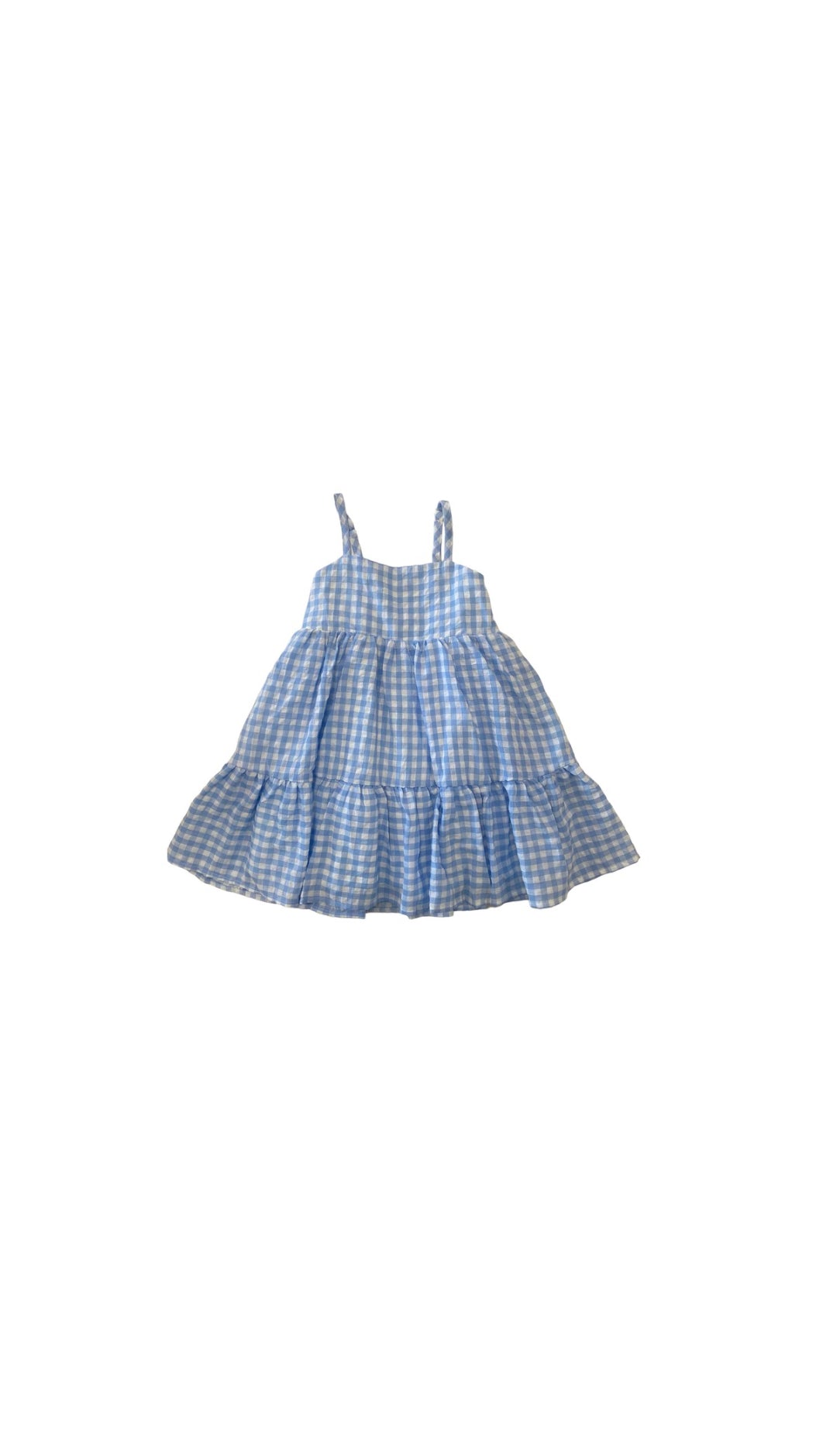 Mollie Blue Spaghetti Strap Gingham Check Dress