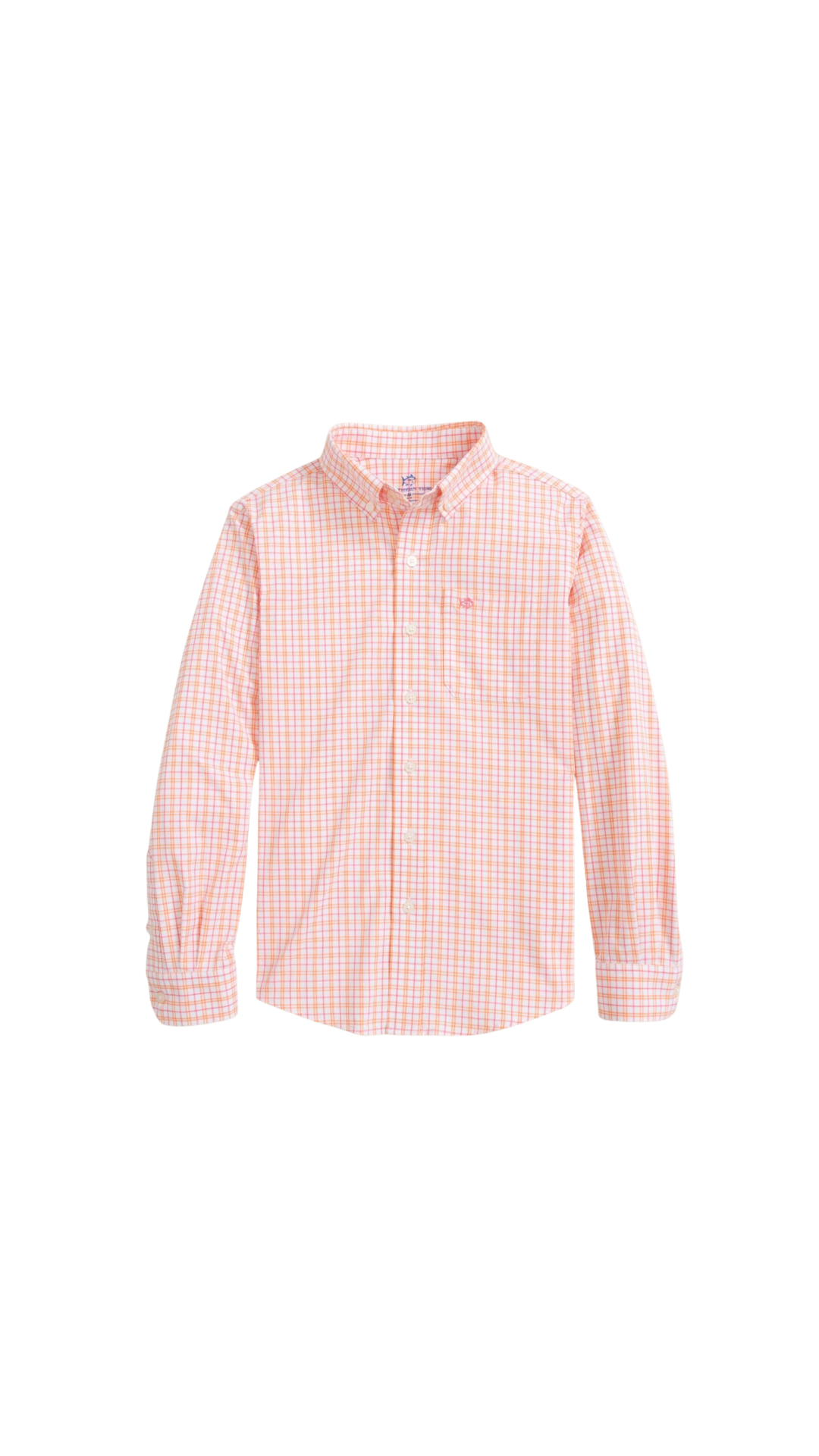 Boys Intercoastal Turnberry Plaid Long Sleeve Sport Shirt Peach Parfait