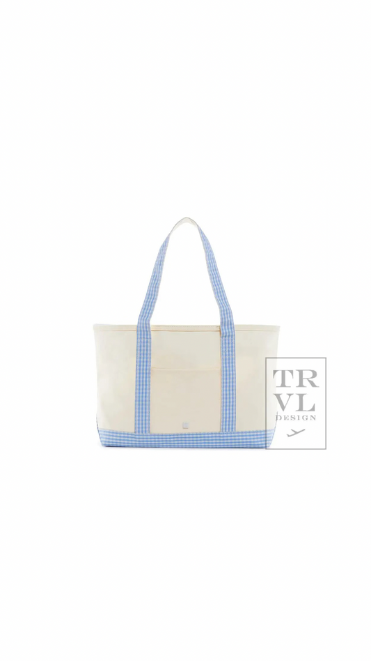 Medium Tote - Midi Coated Gingham Sky Trim
