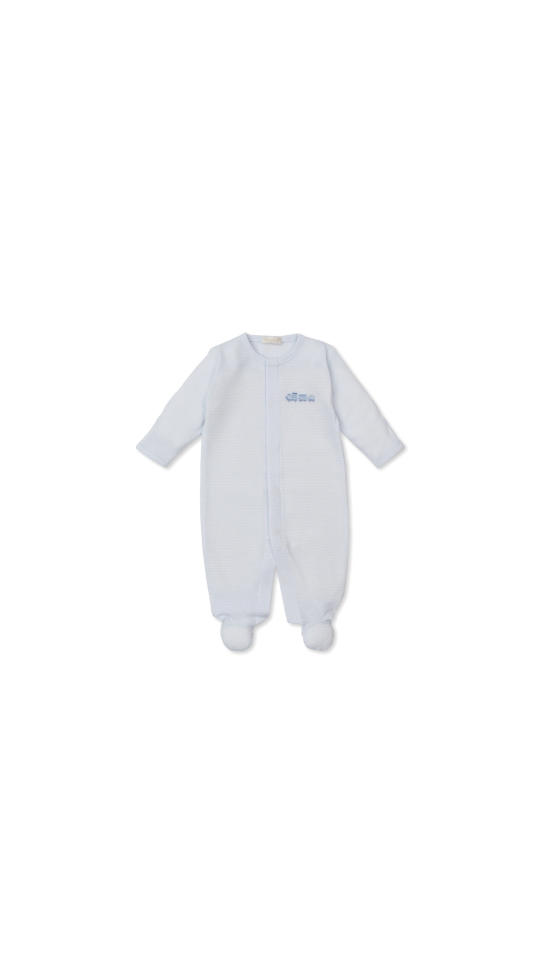 Light Blue Stripe CLB Fall Medley Footie w/ Hand Emb